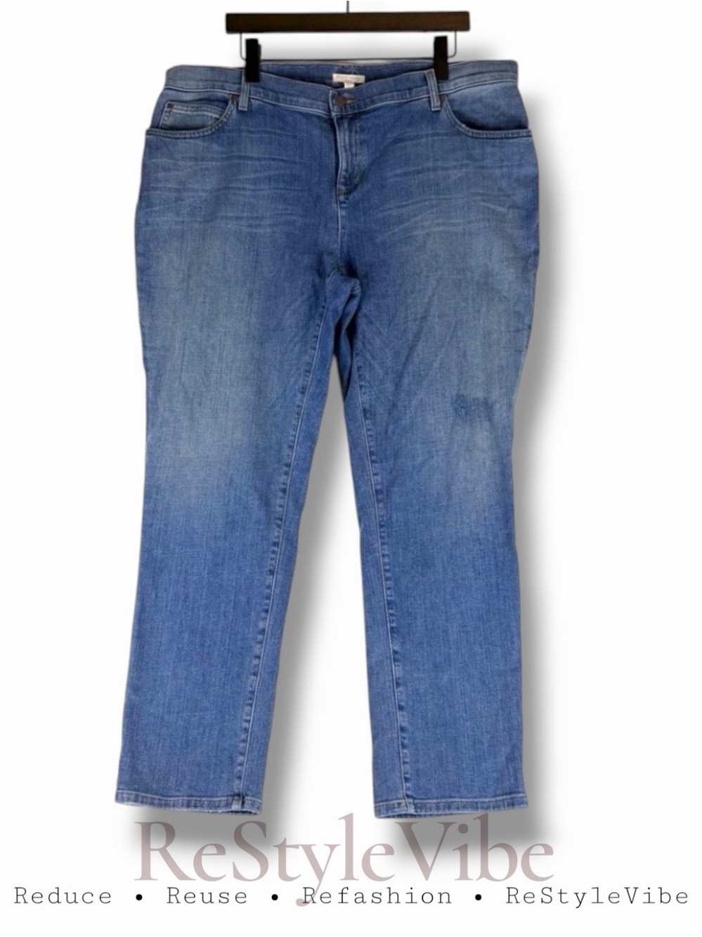 EILEEN FISHER Women’s Size 16W Denim Jeans Ankle Fit Straight Leg Style Stretch